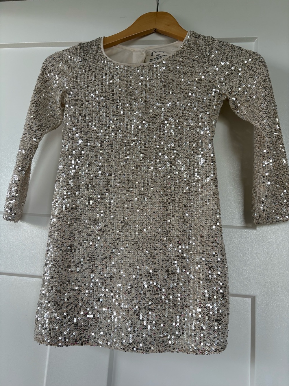 Girls Sequin Holiday Party Dress - Champagne Beige Size 6/7